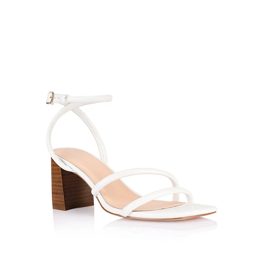 Roll Step Nadia Block Heel Sandals - White