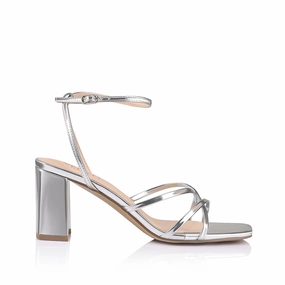Nakita Block Heel Sandals - Silver Mirror Anti Slip Feature Lace Up