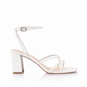 Nakita Block Heel Sandals - White Pearl Leather Creative Mood