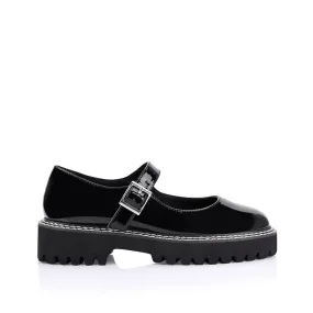 Nene Chunky Mary Jane Loafers - Black Patent Quick Wear