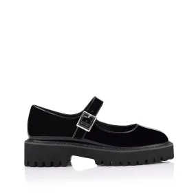 Nero Chunky Mary Jane Loafers - Black Patent Block Walk