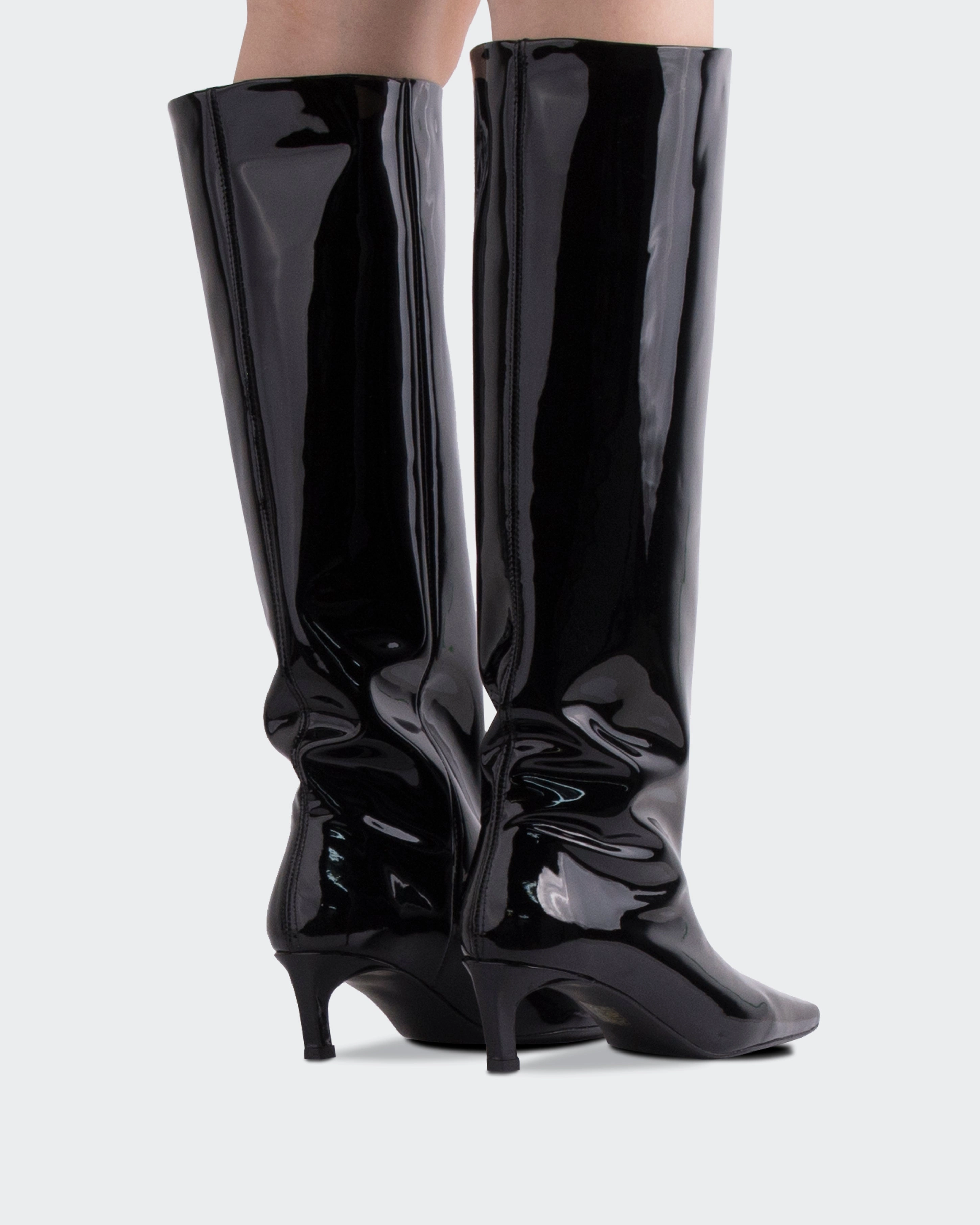 Comfortable Heel Industrial Site Omara Black Patent