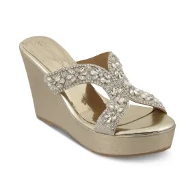 NORAH- GOLD EMBELLISHED WEDGES Fashion-forward flexibility Flexible Sole Design