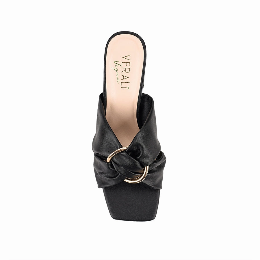 Quick Travel Stamos Block Heel Mules - Black