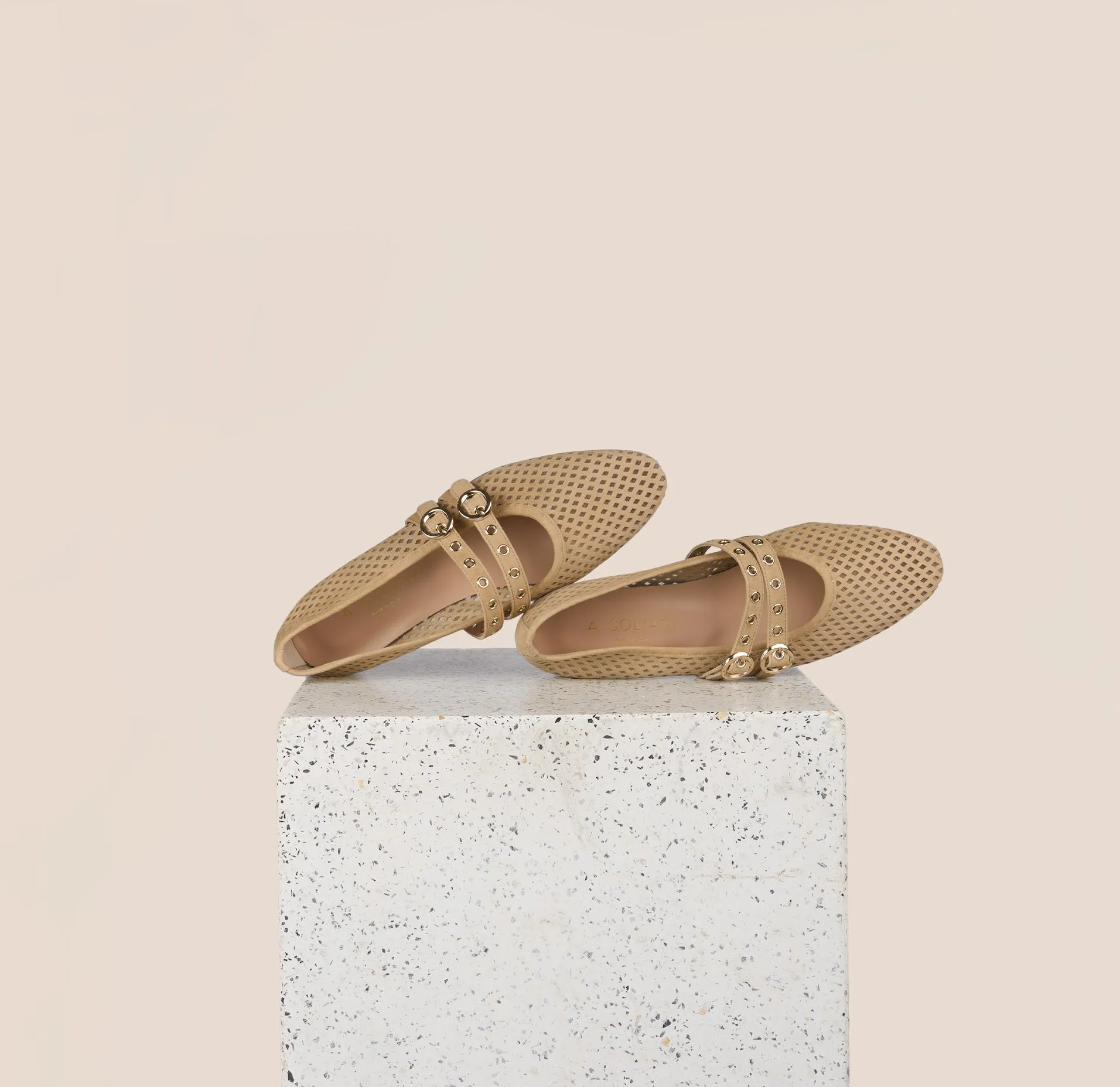 Como 2 Buckle - Perforated Sand Velvet Touch Light Step Footwear