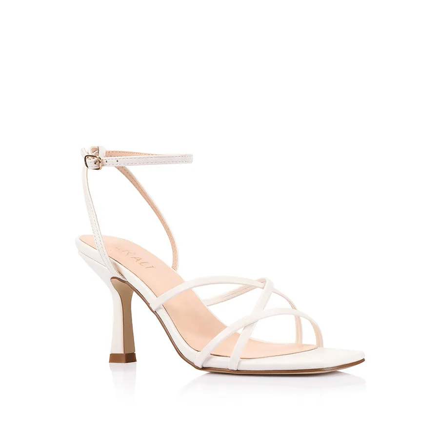 Penelope Strappy Sandals - Chalk White Luxe Mood