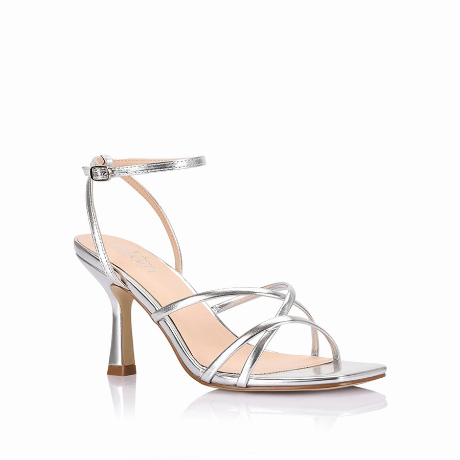 Penelope Strappy Sandals - Silver Metallic Confident Mood