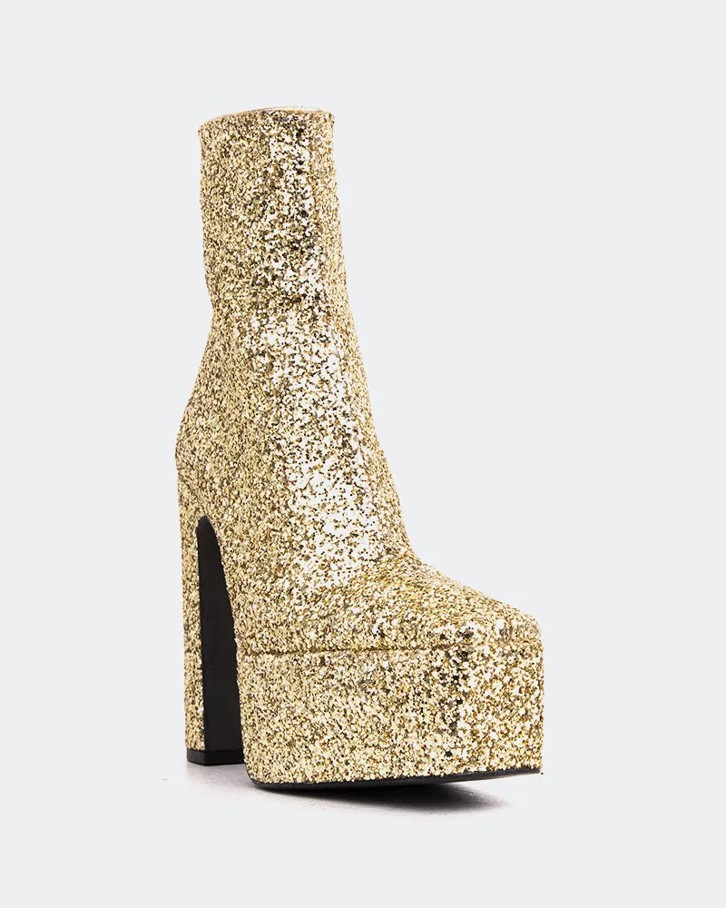 Pepper Gold Glitter Block Heel