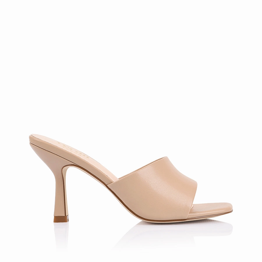 Low Maintenance Stylish and Comfortable Petracca Heeled Mules - Beige