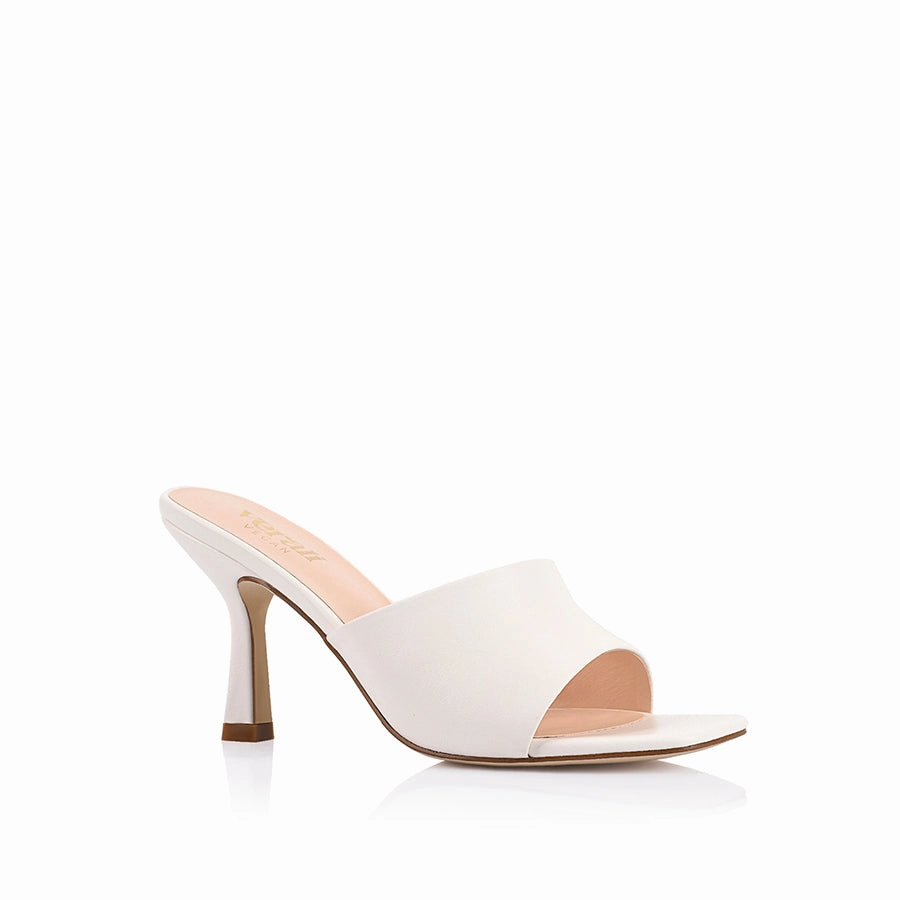Petracca Heeled Mules - Chalk White Friction Reducing Lining