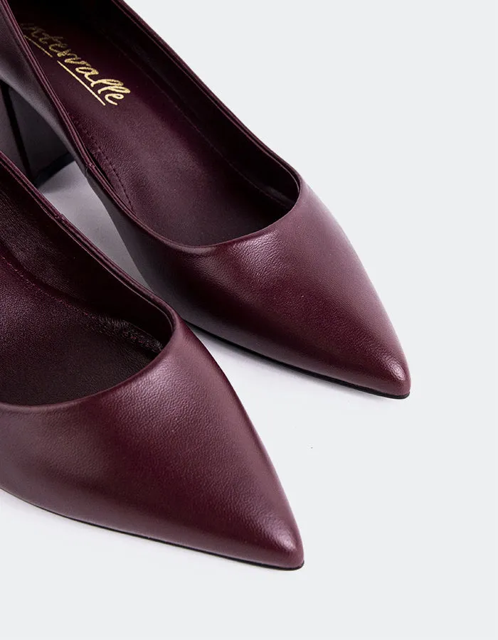 Classic Bridal Sandals Josephine Burgundy Leather