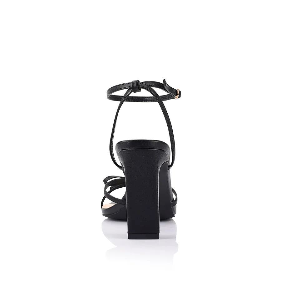 Kith Block Heel Sandals - Black Retro Bridal Shoes Bold Stilettos