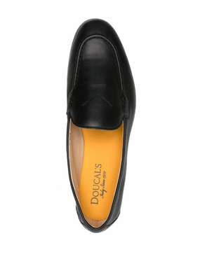 Polished Black Leather Moccasin Loafers With Classic Penny Strap Light Stroll Strong Lane