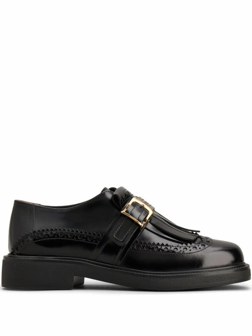 Tassel Keeper Polished Black Leather Monkstrap Loafers