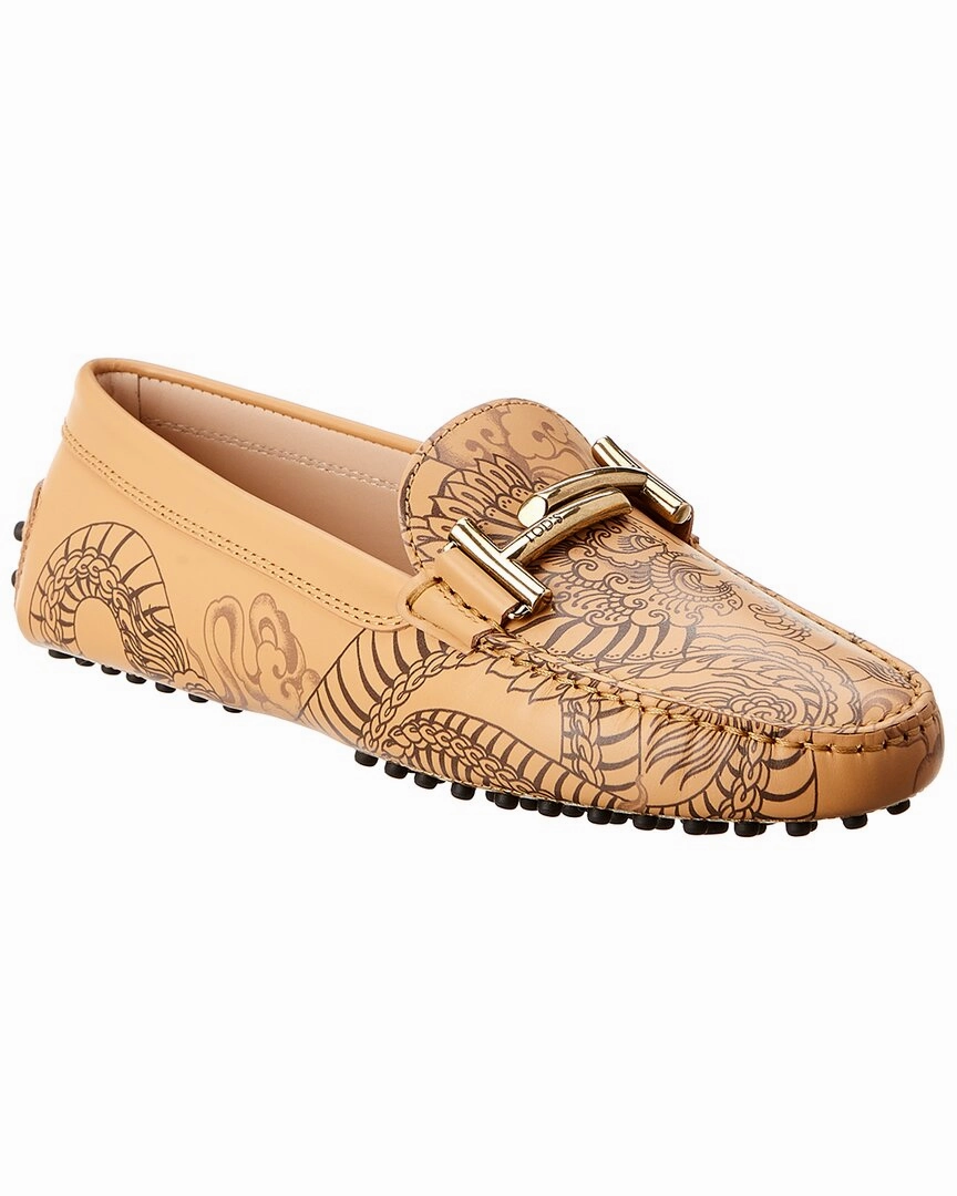 Polished Edge TOD's Tattoo Dragon Printed Leather Loafer