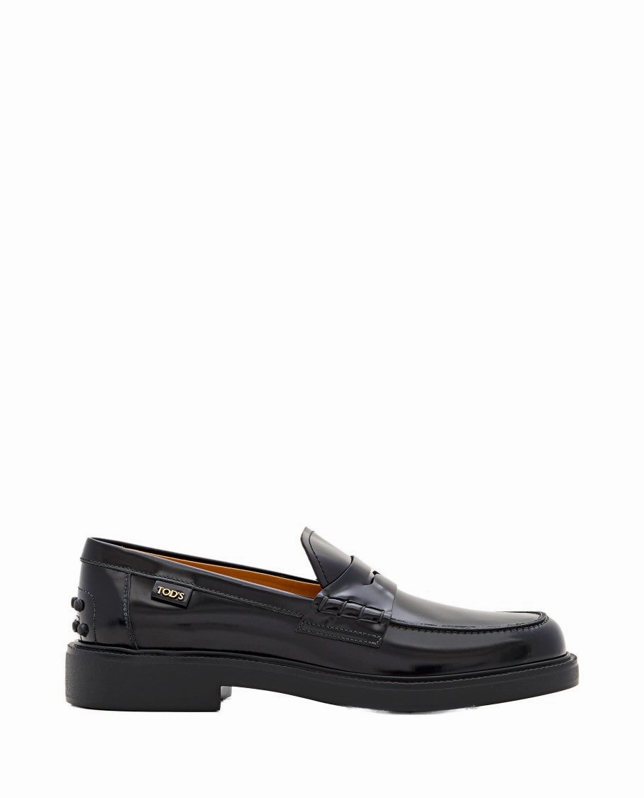 All Setting Durable Footwear Polished Leather Loafers With Rounded Toe