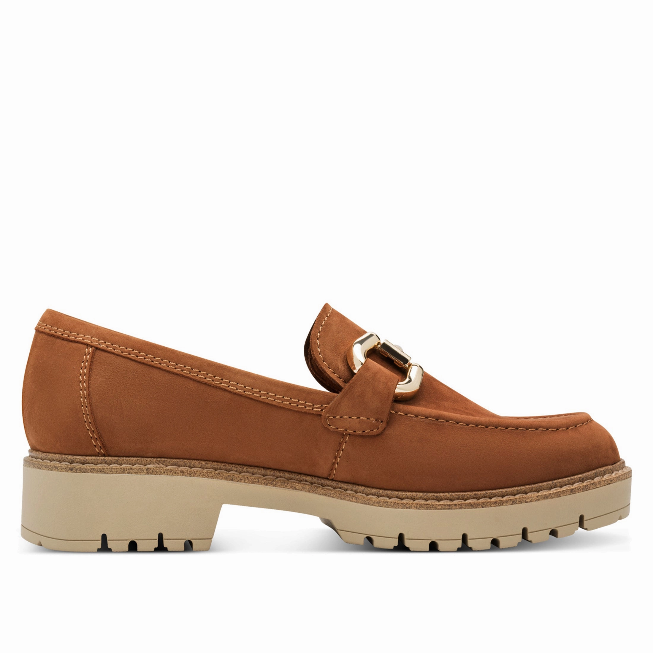 Fresh Walk Tamaris Womens Cognac Tan Brown Leather Loafers Slip-On Platform Shoes