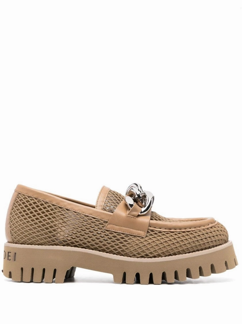Beige Mesh Loafers Practical Design