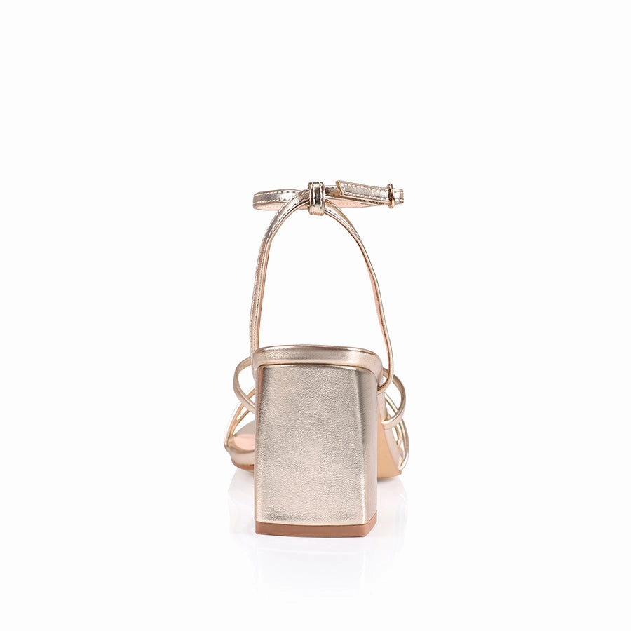 Statement style Party Shoes Nakita Block Heel Sandals - Champagne Metallic