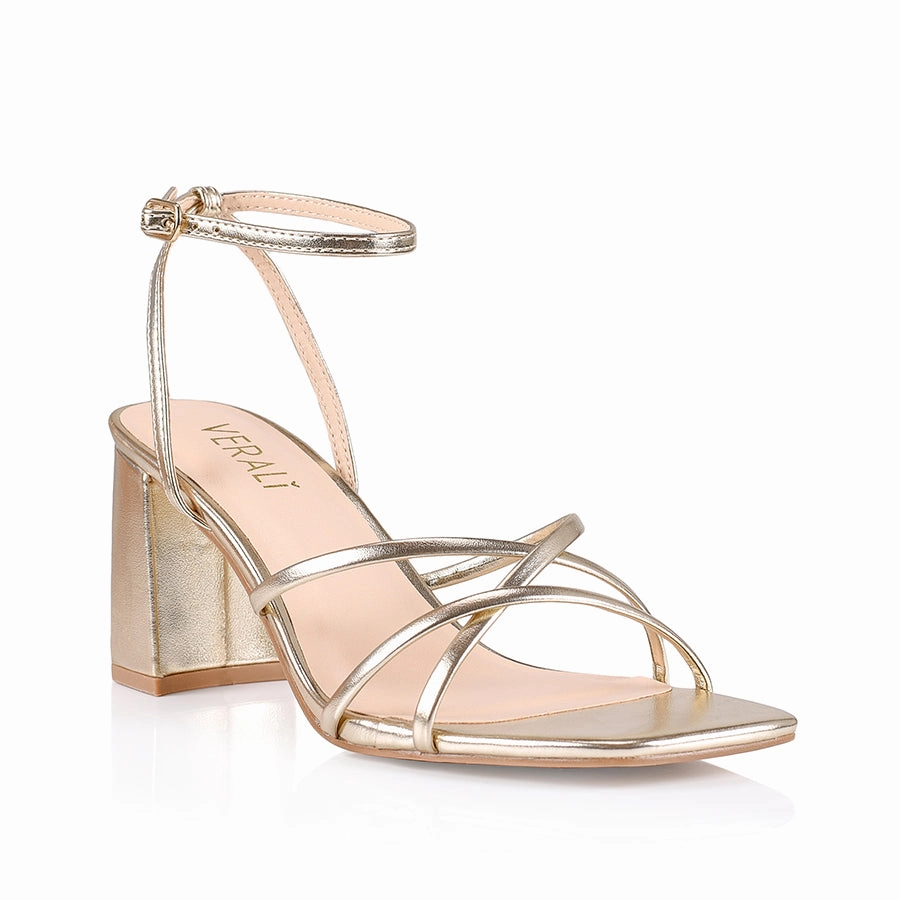 Nakita Block Heel Sandals - Champagne Metallic Glamorous Heels