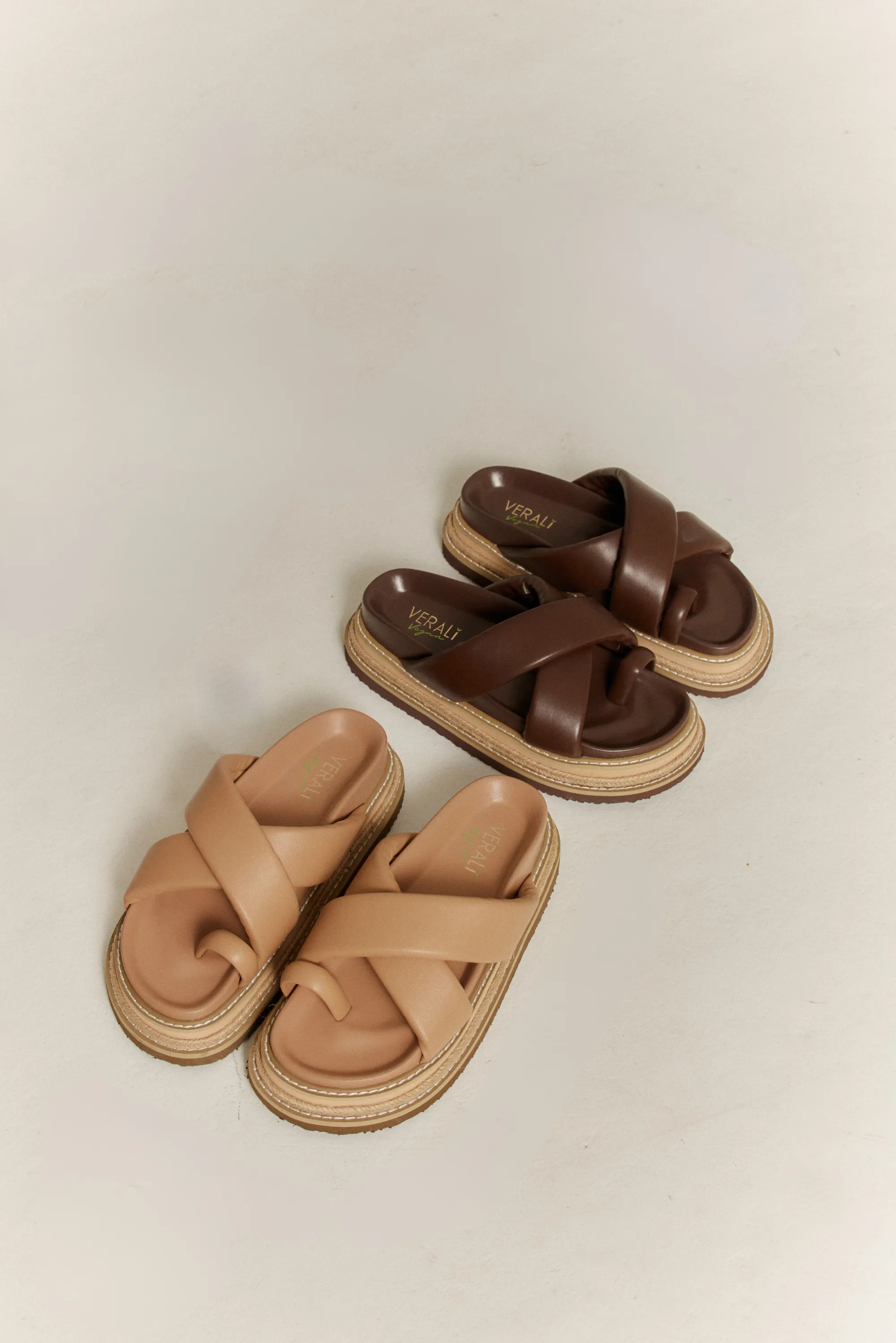 Ice Path Thelma Flatform Slides - Dark Camel Tan