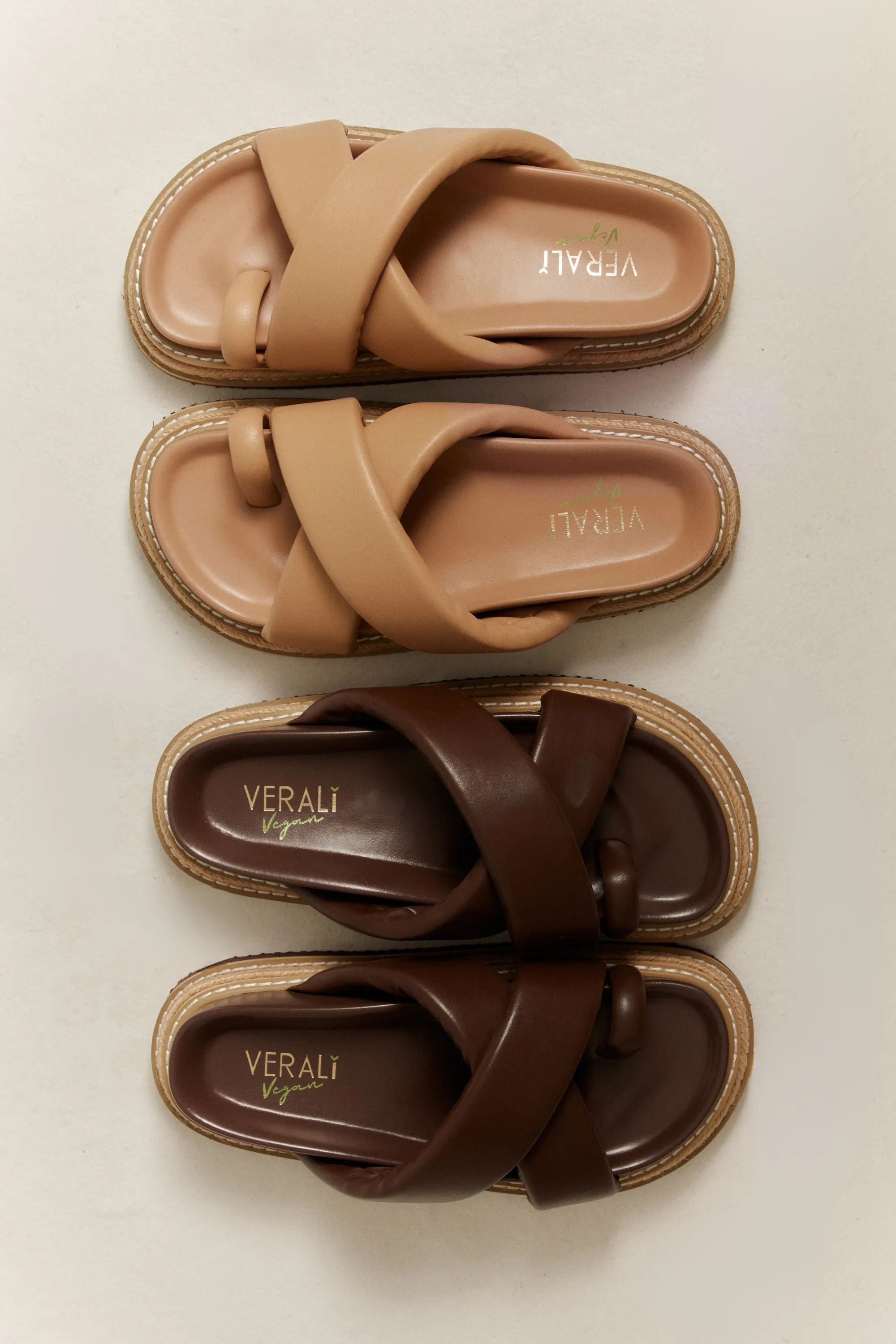 Thelma Flatform Slides - Dark Camel Tan Star View