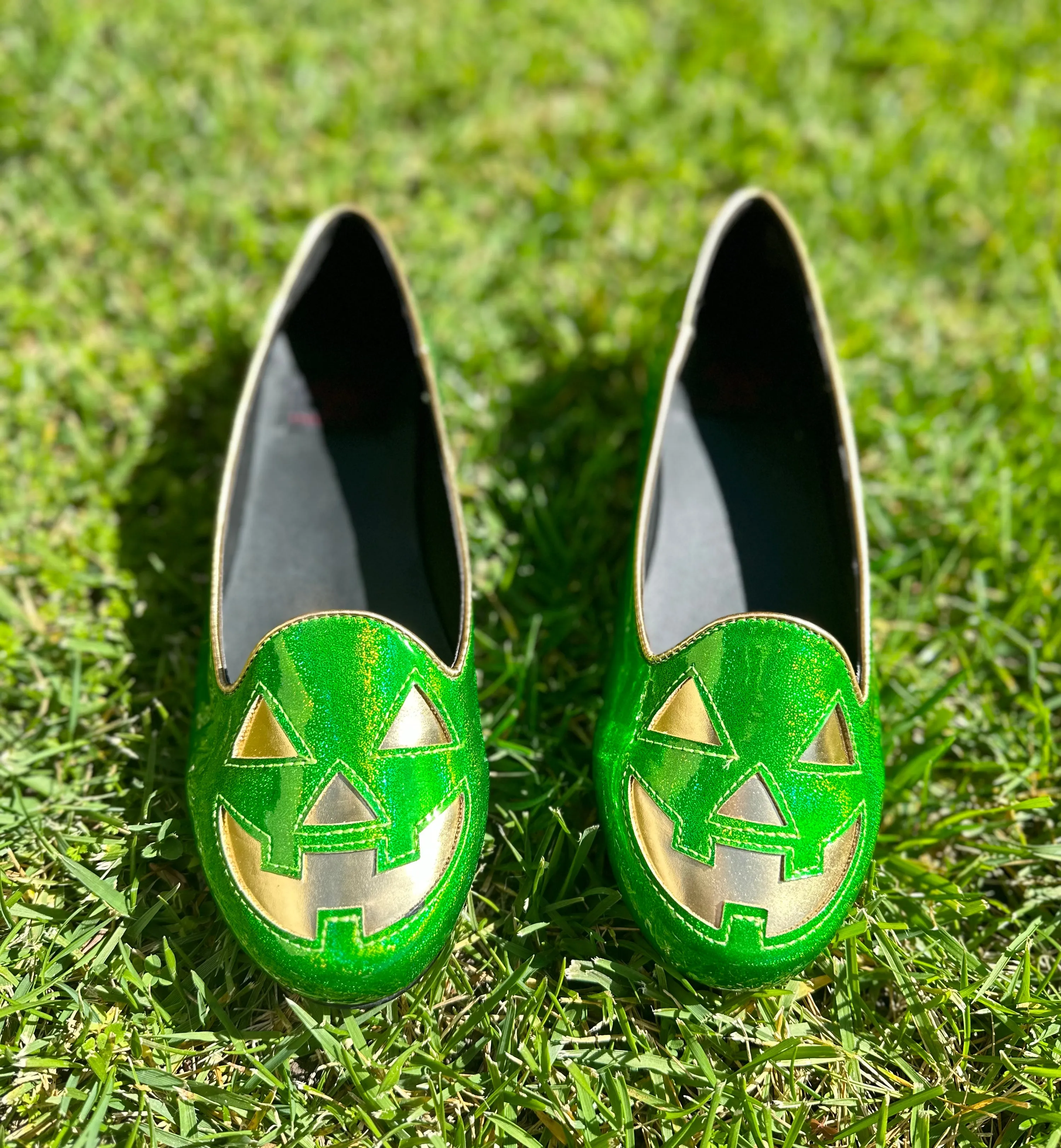 Easy Slip-On Shoes LYDIA JACK - GREEN GLITTER/GOLD