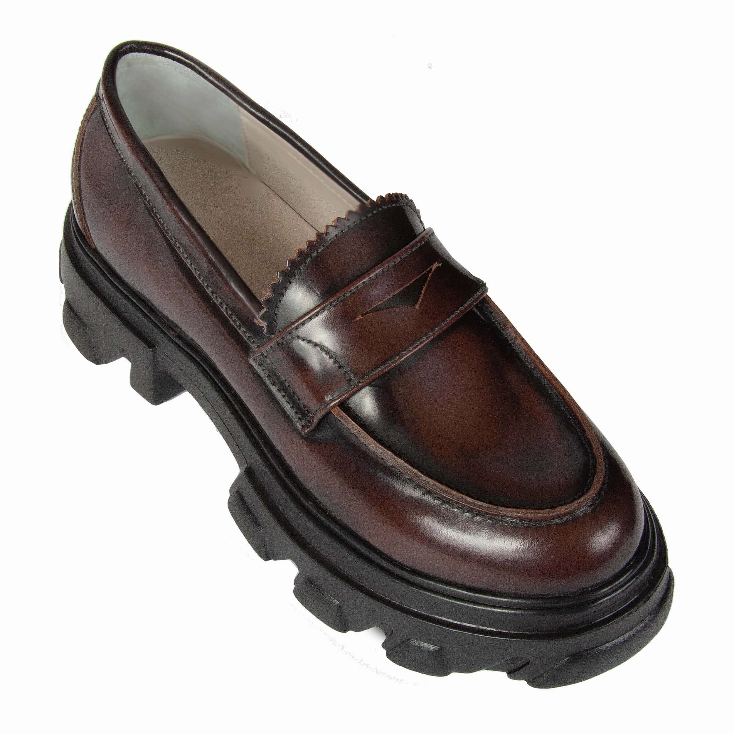 Stylish Cushioning Peny Brown Patent Leather Loafer By URBNKICKS