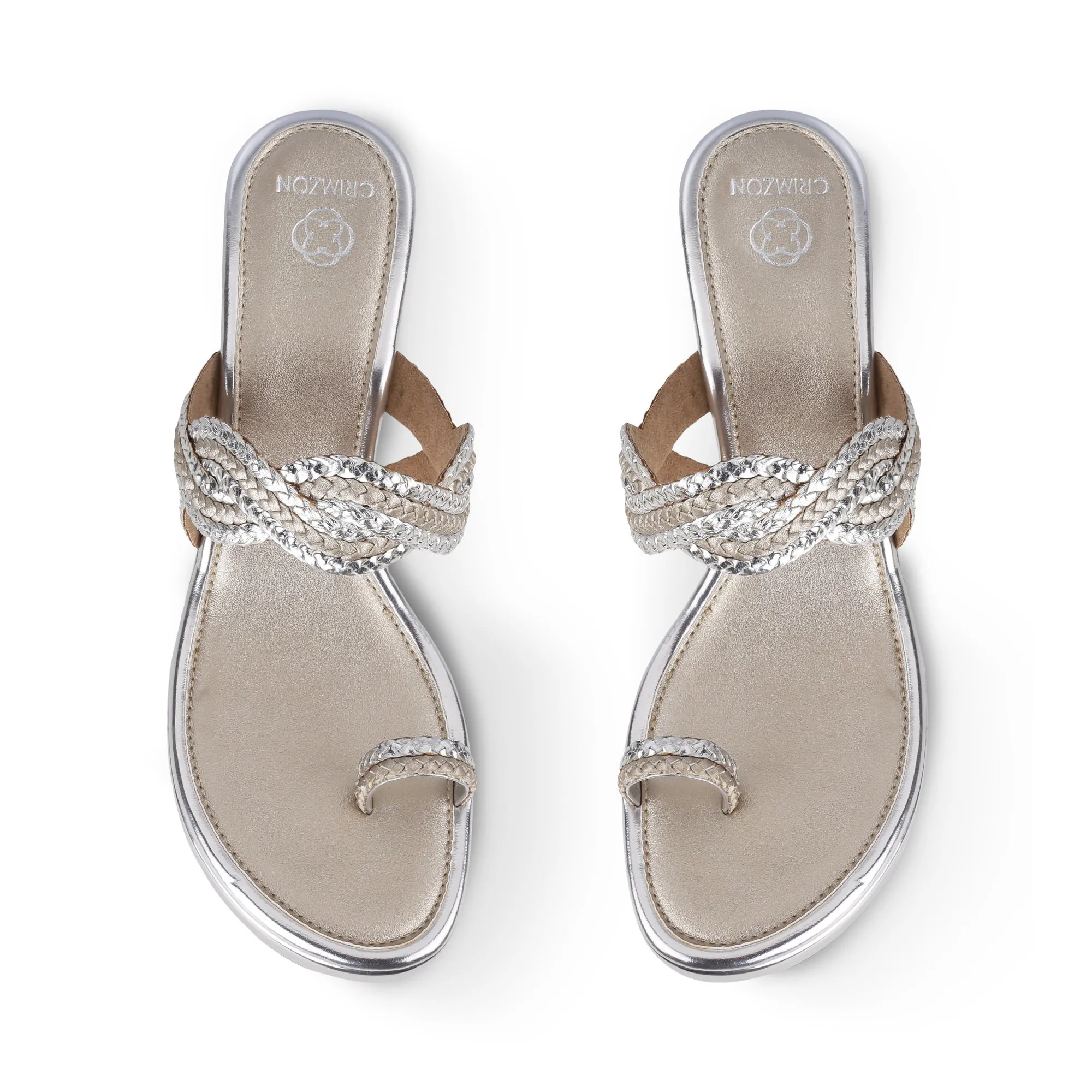 All-day lining Impact Diffusing Heel NAZAKAT- SILVER KOLHAPURIS