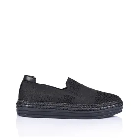 Flexible Material Queen Slip On Sneakers - Black/Black