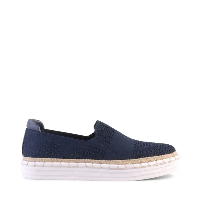 Queen Slip On Sneakers - Navy Knit High Step Stylish Cushion