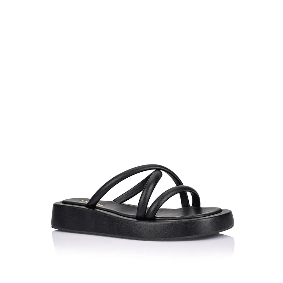Boaz Flatform Slides - Black Durable Fit Metal Buckle