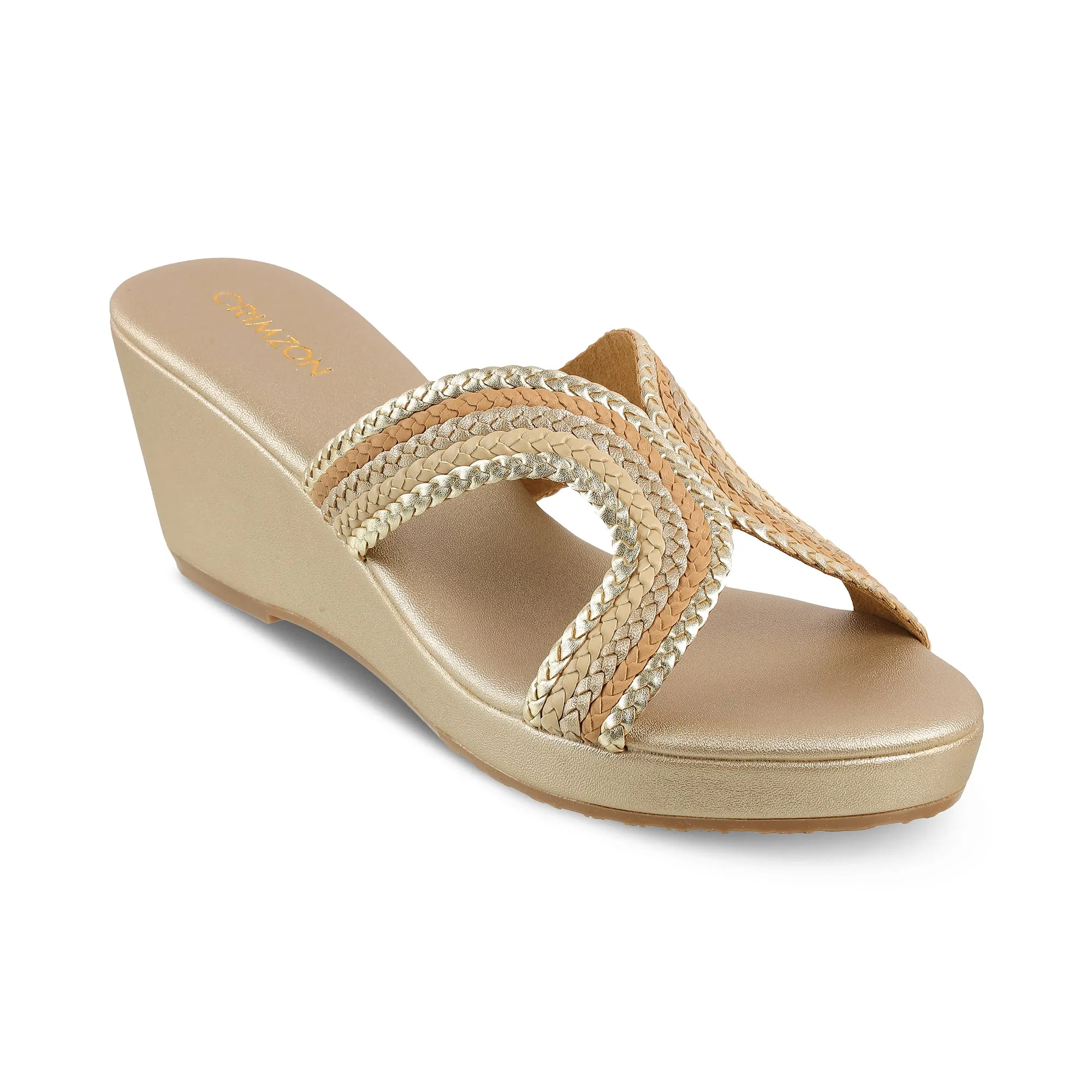 Wingtip Design Padded Tongue ANALISA- CHAMPAGNE WEDGES