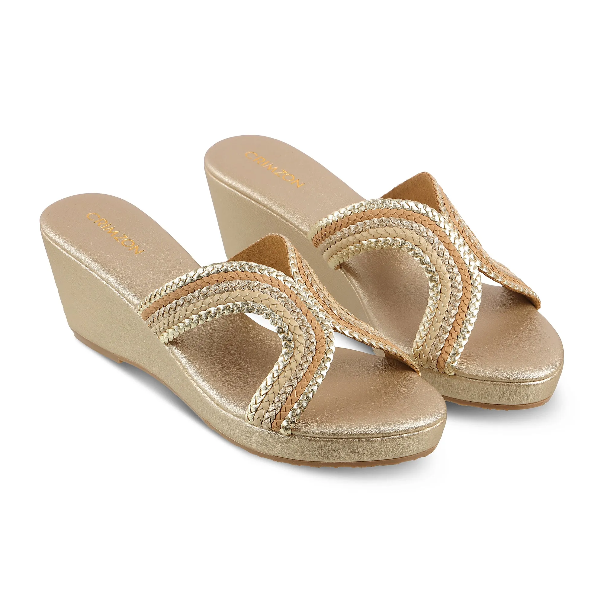 ANALISA- CHAMPAGNE WEDGES Handcrafted Luxurious Touch