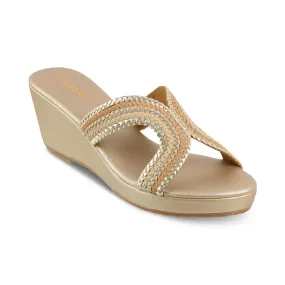 Wingtip Design Padded Tongue ANALISA- CHAMPAGNE WEDGES