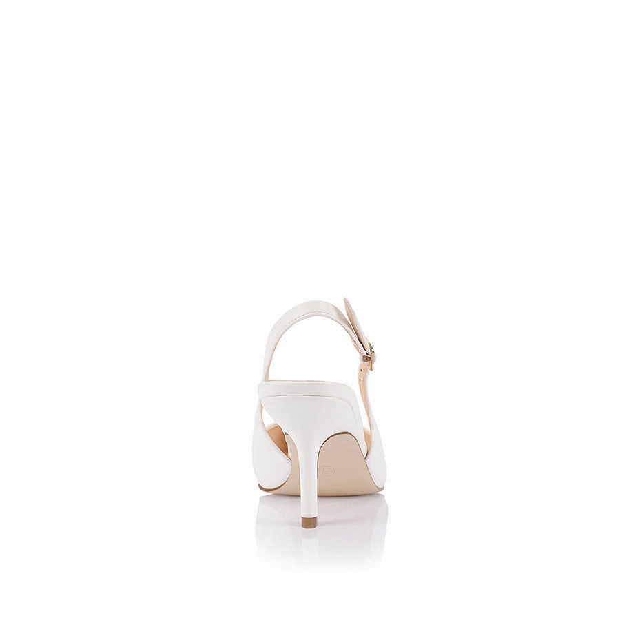 Stable Fit Open Toe Wedges Shayley Slingback Stilettos - Chalk White