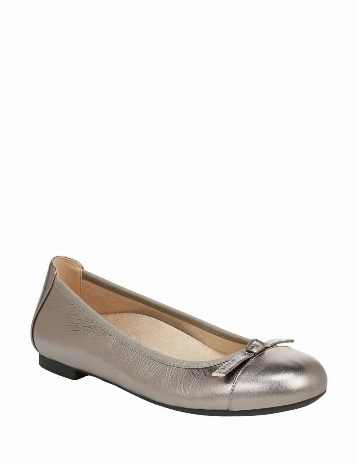Amorie Flat Loafer In Pewter Metallic Breathable Cushioning