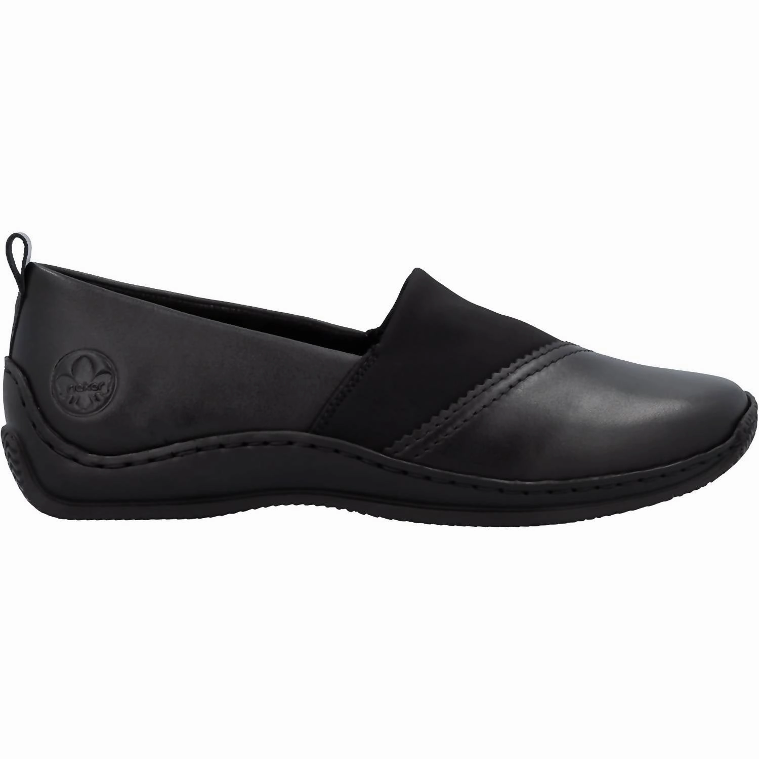 Women's Stretch Leather Casual Slip Ons Shoes In Black Versatile Pair