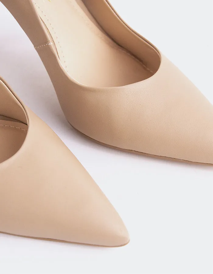 Ritieli Nude Leather Fashion Mood Sleek Leather Pumps