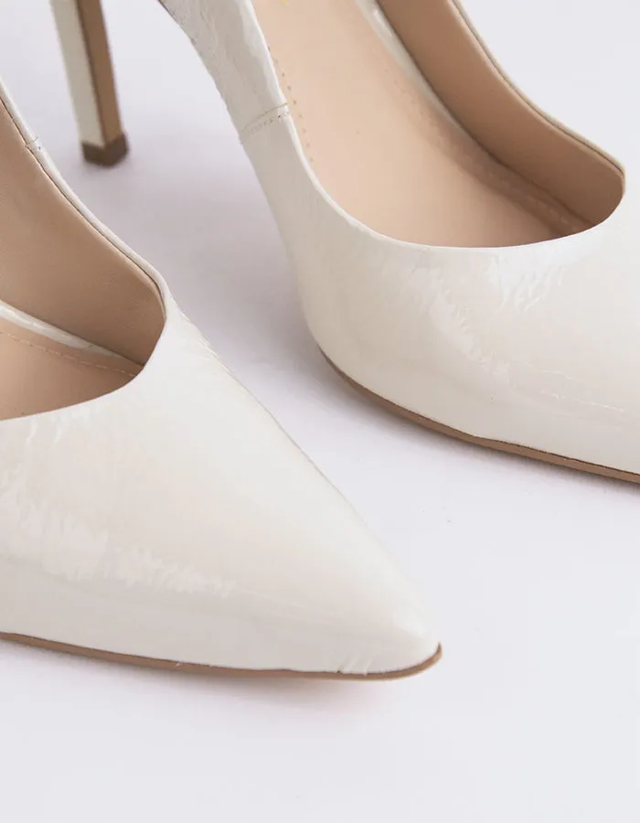 Ritieli Off White Naplack Sleek Heeled Sandals