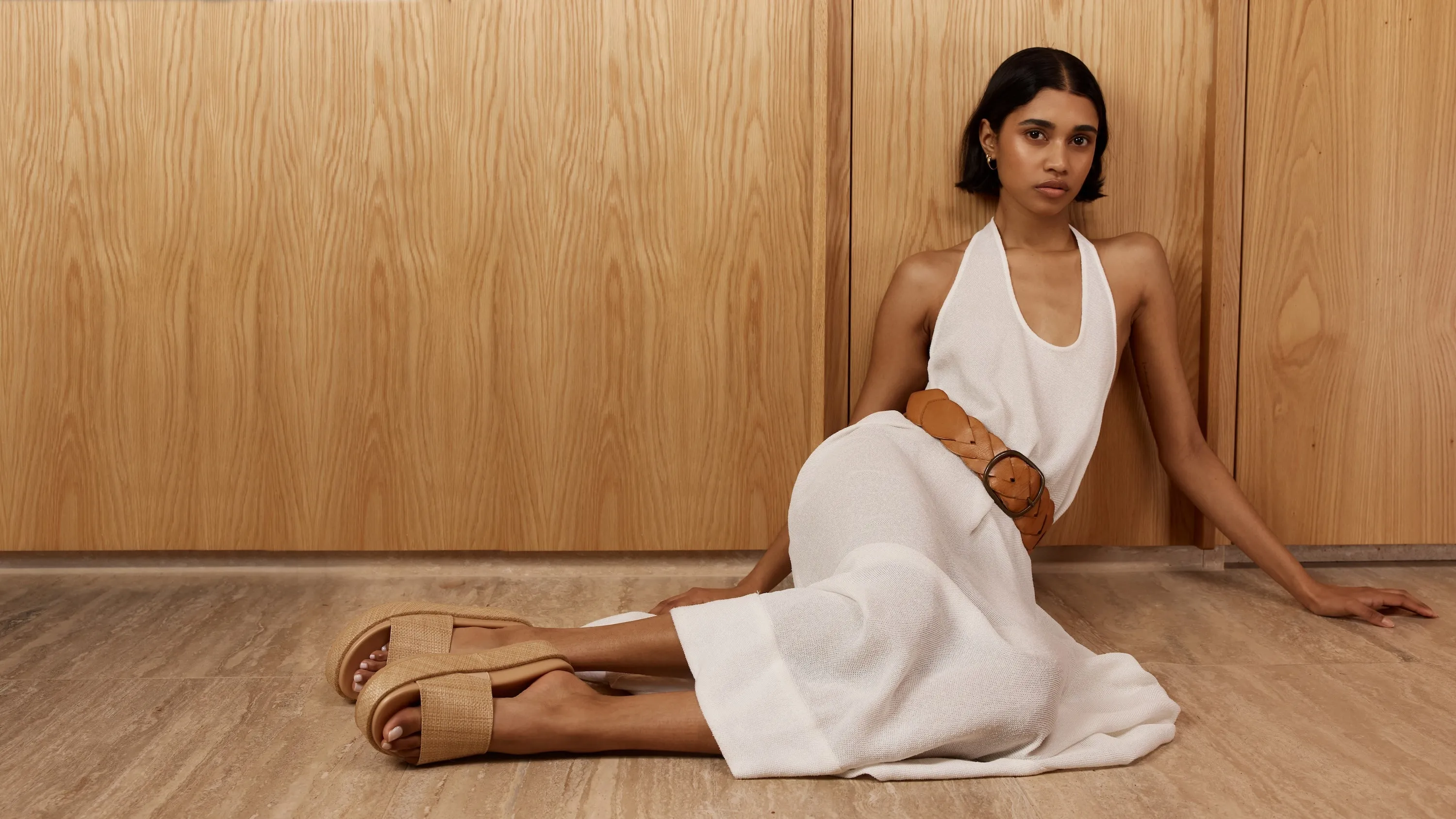 Romy Flatform Slides - Natural Raffia Washable Slip Resistant Sole