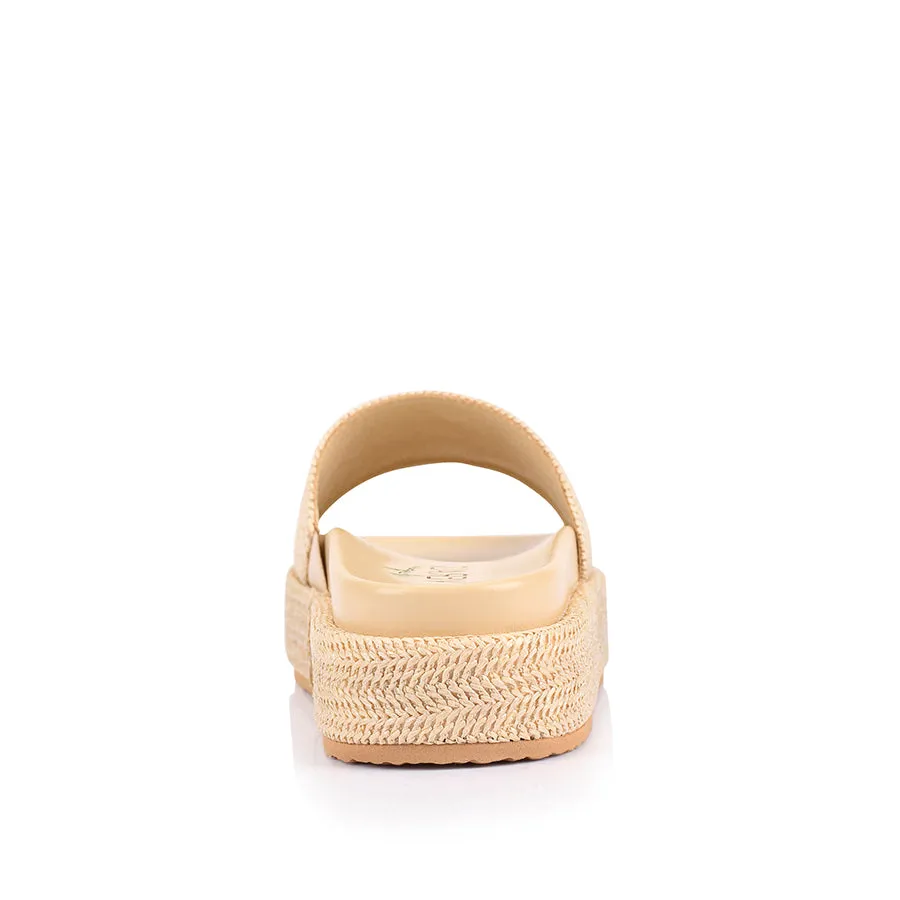 Romy Flatform Slides - Raffia Stone Step