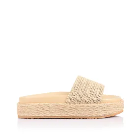 Romy Flatform Slides - Raffia Cliff Walk River Walk