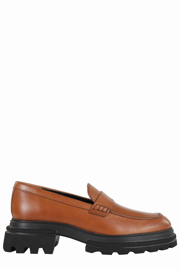 Running Round Toe Brown Leather Moccasin With Soft Insole And Eva Sole