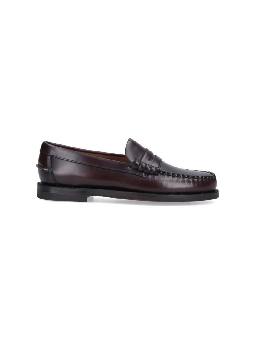 Rounded Toe Slip-On Moccasins With Smooth Leather Finish Soft Walk