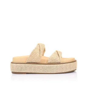 Water Path Urban Soft Rue Flatform Slides - Raffia