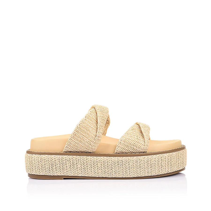 Water Path Urban Soft Rue Flatform Slides - Raffia