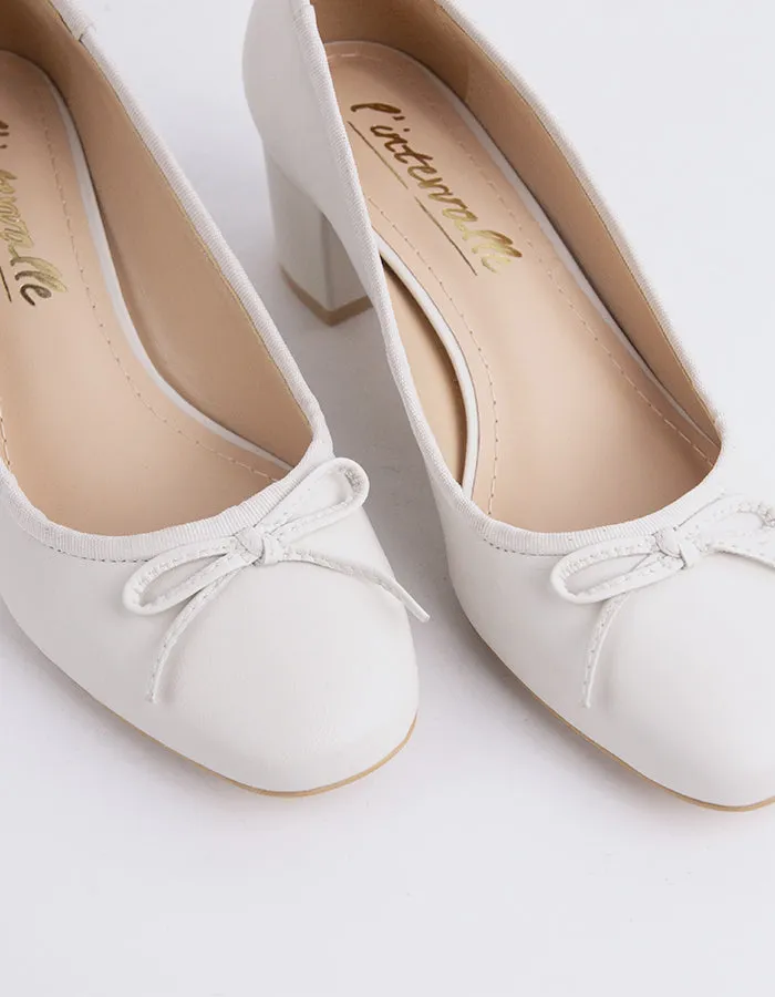 Ruslan White Leather Vegan Wedding Heels