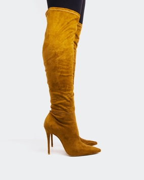 Chic Winter Glam Sahar Camel Suede