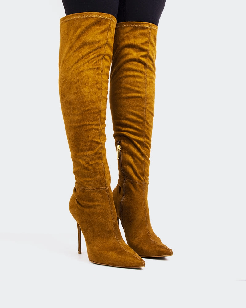 Sahar Camel Suede High Fashion